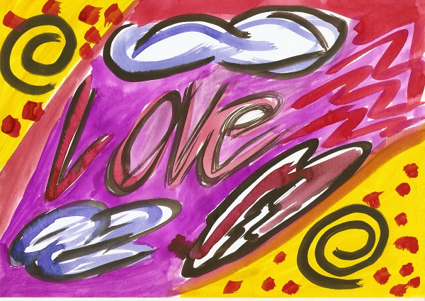 Love, 2020, neoexpressionismo em aquarela, 30x21.